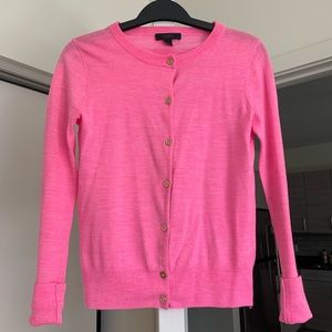 J. Crew hot pink tippi cardigan with gold buttons